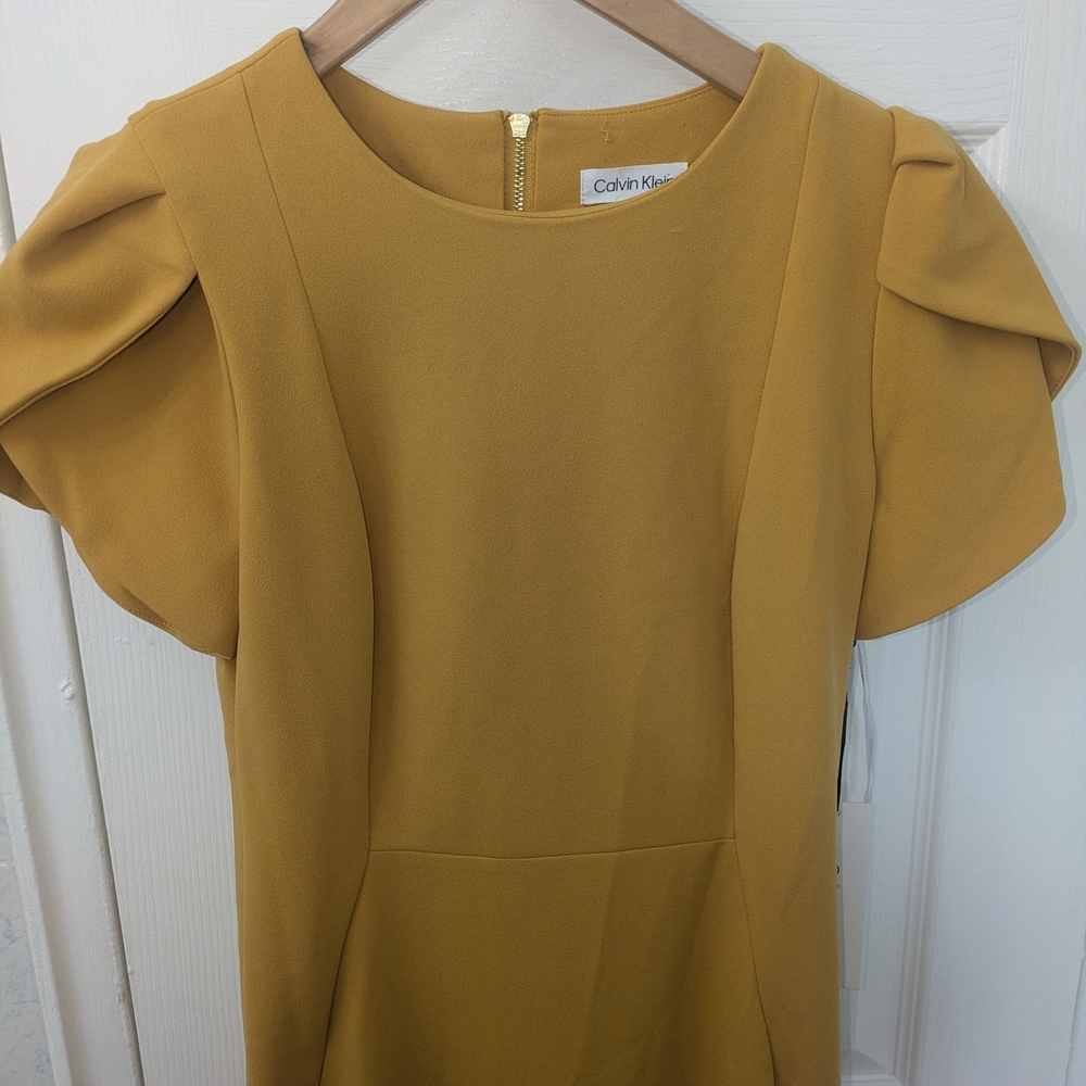 Calvin Klein Mustard Midi Dress - Picture 2 of 4